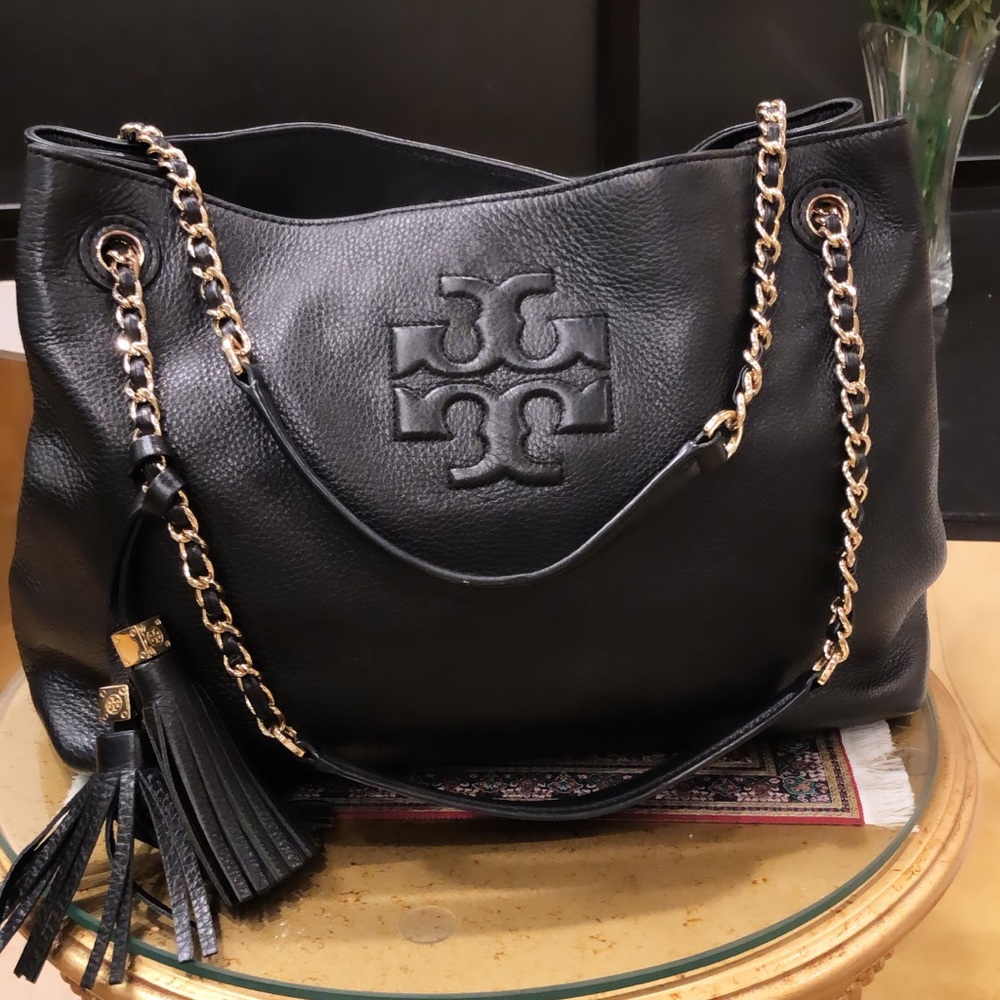 Tory Burch chain shoulder leather slouchy tote